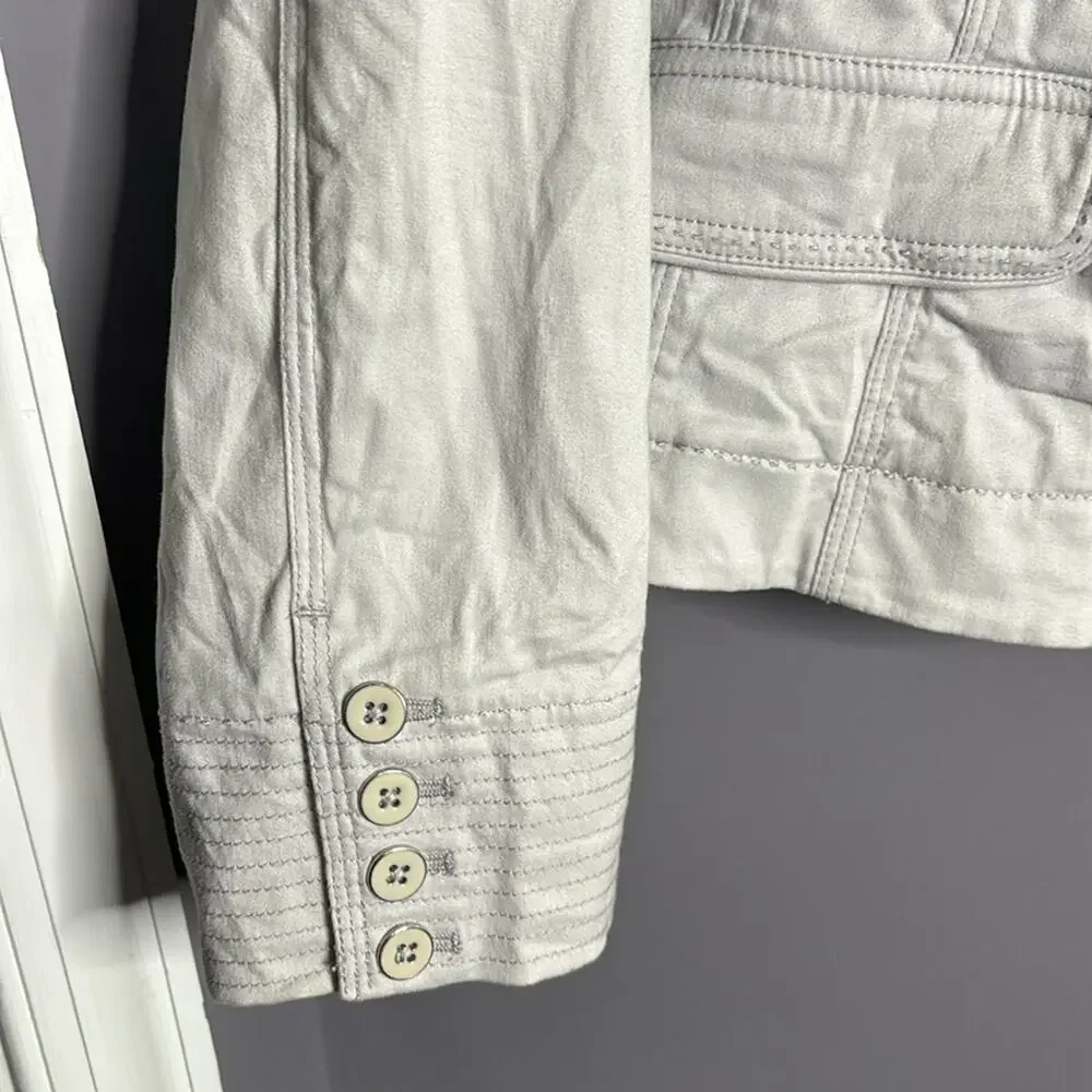 White House Black Market Cream Button-Front Blazer Jacket - Picture 4 of 7